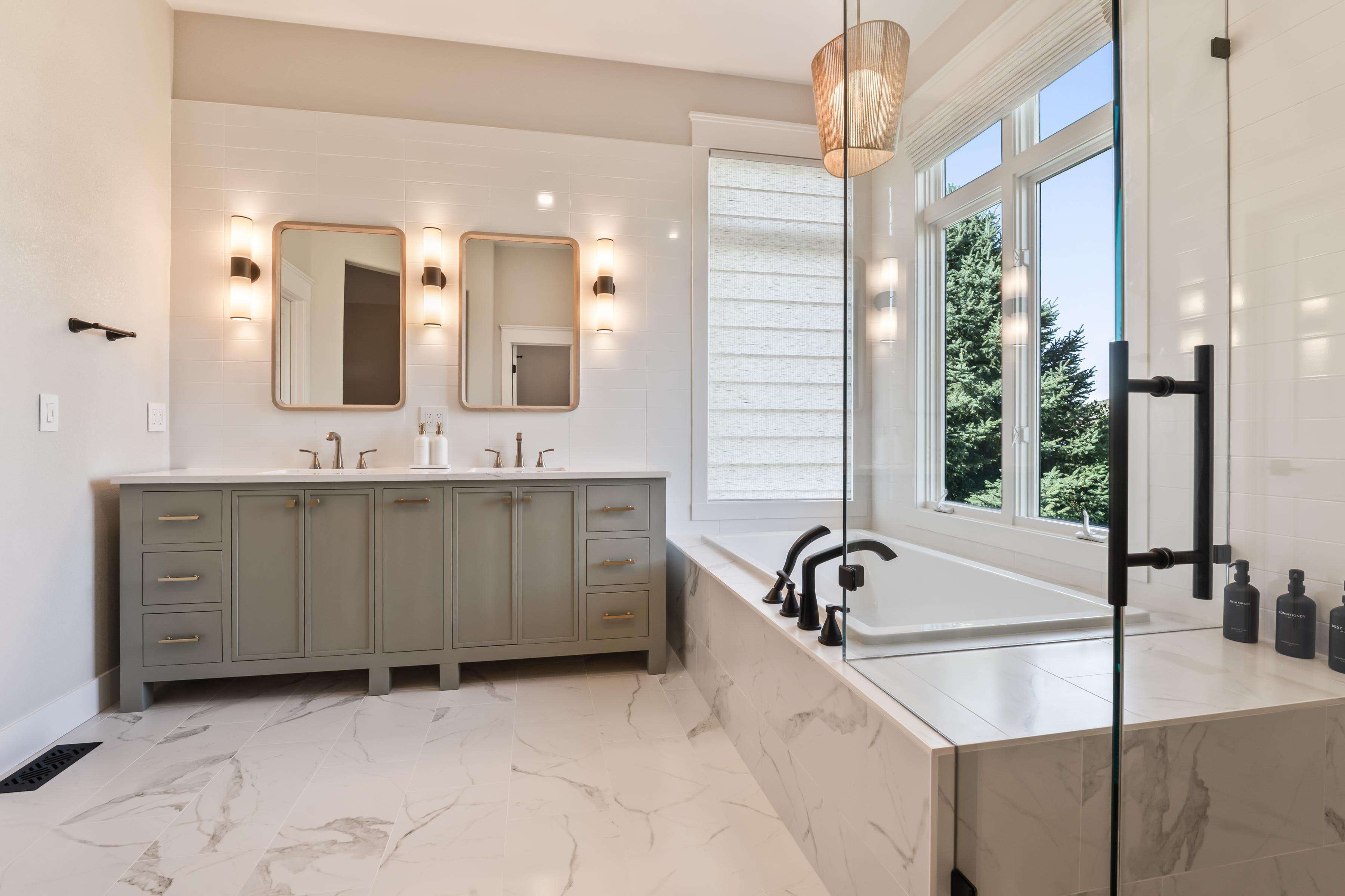 Premium bathroom remodel with custom cabinetry